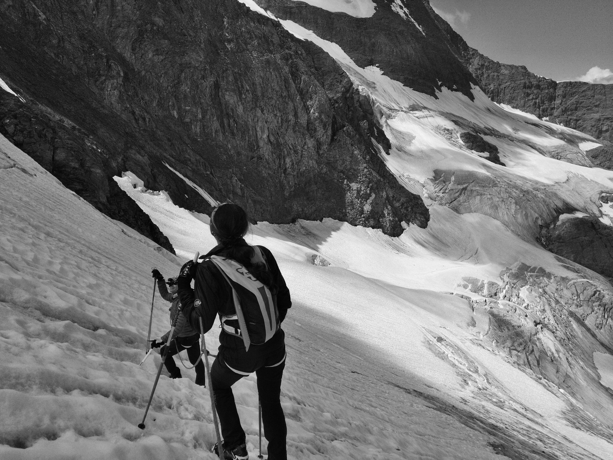 descente sur le glacier de la petite Ciamarella