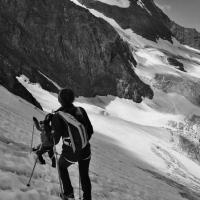 descente sur le glacier de la petite Ciamarella